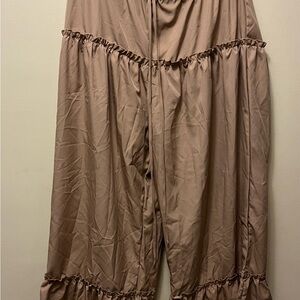 SHEIN Tan Frayed Hem Pants